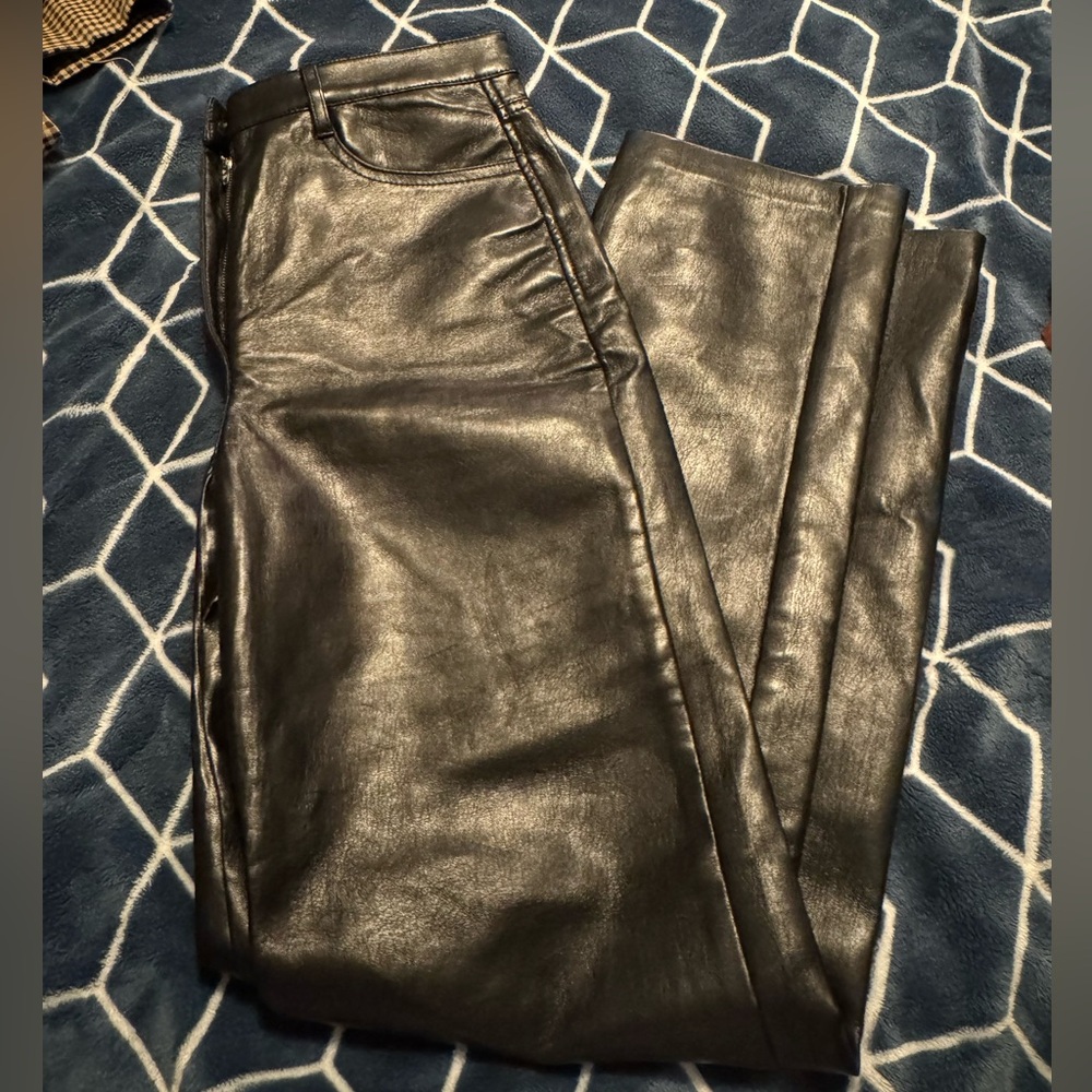 Aritzia Wilfred Melina black leather pants